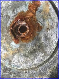 Vintage Porcelain Pottery Vase Urn Brass Bronze Mounted Lamp Base Light Fixture