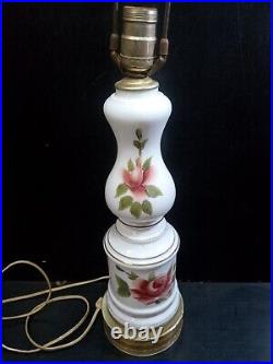 Vintage Porcelain Table Lamp w Classic Flower Floral Design Roses Parts Repair