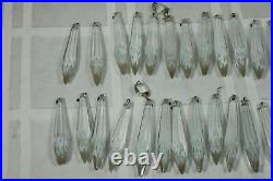 Vintage Prisms Crystal Glass Faceted Icicles Chandelier Lamp Parts Used
