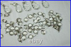 Vintage Prisms Crystal Glass Faceted Icicles Chandelier Lamp Parts Used