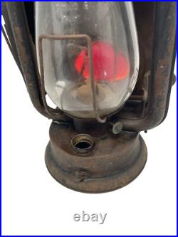 Vintage Rayo WITH MISMATCHED Dietz GLASS RED GLASS GLOBE Antique PARTS REPAIR
