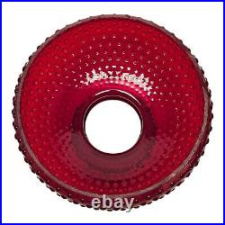 Vintage Ruby Red Hobnail Glass Lamp Shade, Crimp Ruffle, 9 7/8 Fitter 11 Wide