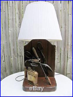 Vintage Rustic Steampunk Table Lamp with Antique Parts and Torch