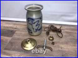 Vintage Salmon Falls Stoneware Pottery Salted Glazed Cow Lamp Base & Parts