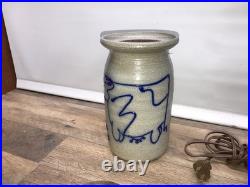 Vintage Salmon Falls Stoneware Pottery Salted Glazed Cow Lamp Base & Parts