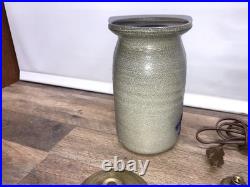 Vintage Salmon Falls Stoneware Pottery Salted Glazed Cow Lamp Base & Parts