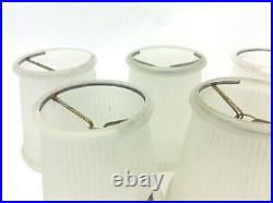 Vintage Set 5 Frosted Fluted Glass Decorative Small Lamp Shades Lighting Parts