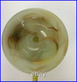 Vintage Slag Agate Glass Lamp Parts Base Flower Design Cylinder Drill Hole