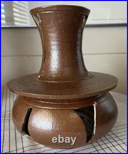 Vintage Stoneware Pottery Lamp Parts Attributed to Raul Coronel