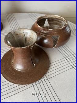 Vintage Stoneware Pottery Lamp Parts Attributed to Raul Coronel