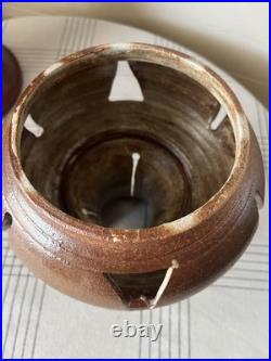 Vintage Stoneware Pottery Lamp Parts Attributed to Raul Coronel Vintage Stoneware Pottery Lamp Parts Attributed to Raul Coronel