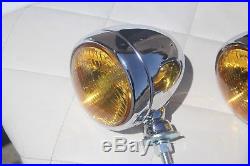 Vintage Style Fog Light Lamps Tear Drop 12 Volt Chrome Amber Hot Rod Truck Pair