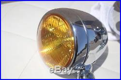 Vintage Style Fog Light Lamps Tear Drop 12 Volt Chrome Amber Hot Rod Truck Pair