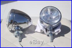 Vintage Style Fog Light Lamps Tear Drop 12 Volt Chrome Clear Hot Rod Truck Pair