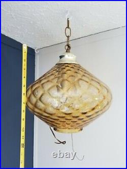 Vintage Swag Hanging Amber Glass Lamp Shade for parts