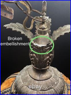 Vintage Swag Hanging Lamp FUZZY gold flower Shade 60s-70S NOT WORKING PARTS ONLY