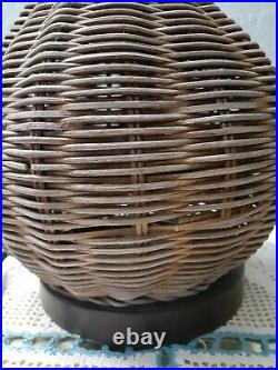 Vintage Table Lamp 16 Natural Rattan Wicker Boho MCM for parts or not working