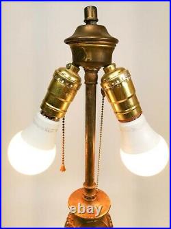 Vintage Table Lamp Brass Bronze Metal Base Retro Parts With Two Light Socket 187