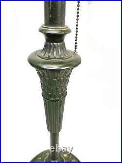 Vintage Table Lamp Brass Green Metal Base Retro Parts With Two Light Socket