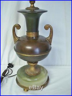 Vintage Table Lamp Jadeite Green Marble Bronze Metal French Neoclassical Parts