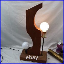 Vintage Teak Table Lamp Mid Century Modern Project Lamp for Parts