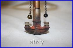 Vintage Tri Gas Lamp Burner and Valve Parts with Dual Chains (5)