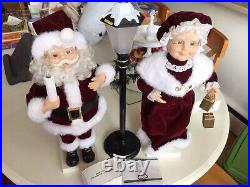 Vintage Trim A Home 21 Animated Mr. & Mrs. Claus 3 Piece Set Lighted Lamp Post
