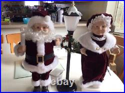 Vintage Trim A Home 21 Animated Mr. & Mrs. Claus 3 Piece Set Lighted Lamp Post
