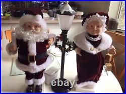 Vintage Trim A Home 21 Animated Mr. & Mrs. Claus 3 Piece Set Lighted Lamp Post