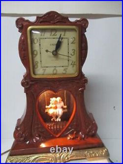 Vintage United Animated Motion Lamp Mantle Clock 2 Children on a Swing