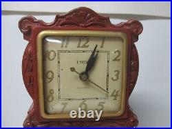 Vintage United Animated Motion Lamp Mantle Clock 2 Children on a Swing