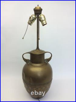 Vintage Used Brass Metal Hammered Unusual Dual Fixture Table Lamp Electric Parts