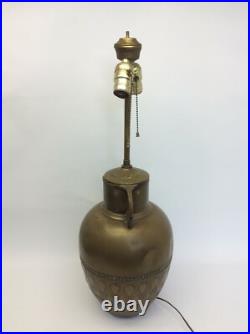 Vintage Used Brass Metal Hammered Unusual Dual Fixture Table Lamp Electric Parts