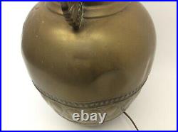 Vintage Used Brass Metal Hammered Unusual Dual Fixture Table Lamp Electric Parts