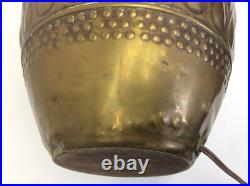 Vintage Used Brass Metal Hammered Unusual Dual Fixture Table Lamp Electric Parts
