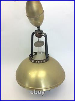 Vintage Used Hanging Light Fixture Lamp Metal Aluminum Shade Ceiling Parts