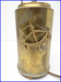 Vintage Used Metal Brass Bow & Arrow Decorative Dual Fixture Table Lamp Parts