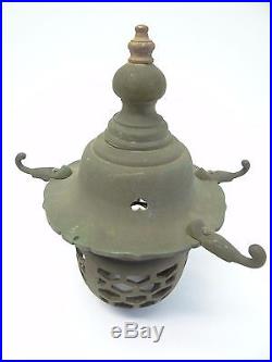 Vintage Used Metal Brass and Copper Decorative Asian Lamp Converted Light Parts