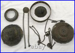 Vintage Victorian Copper Hanging Light Fixture Parts (Lot Of 5)