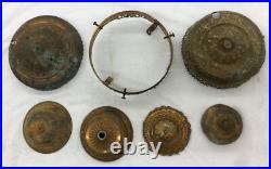 Vintage Victorian Copper Hanging Light Fixture Parts (Lot Of 7)