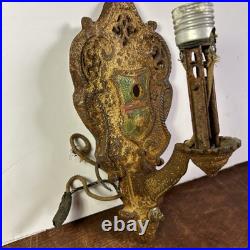 Vintage Wall Sconce Lighting Fixture Lamp C. 1920s-30s Medieval Revival For Parts