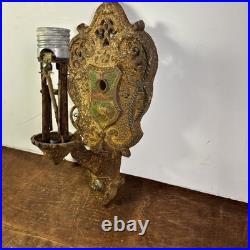 Vintage Wall Sconce Lighting Fixture Lamp C. 1920s-30s Medieval Revival For Parts