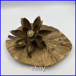 Vintage Water Lily Bronze Lamp Base Maison Charles For Parts Or Repair 1960's