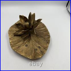 Vintage Water Lily Bronze Lamp Base Maison Charles For Parts Or Repair 1960's