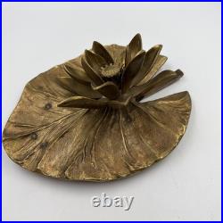Vintage Water Lily Bronze Lamp Base Maison Charles For Parts Or Repair 1960's
