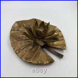 Vintage Water Lily Bronze Lamp Base Maison Charles For Parts Or Repair 1960's