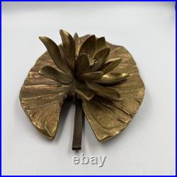 Vintage Water Lily Bronze Lamp Base Maison Charles For Parts Or Repair 1960's