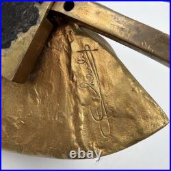 Vintage Water Lily Bronze Lamp Base Maison Charles For Parts Or Repair 1960's