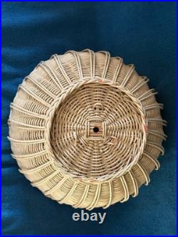 Vintage White Wicker Rattan Hanging Swag Table Lamp White Wicker Vintage Shade