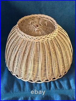 Vintage White Wicker Rattan Hanging Swag Table Lamp White Wicker Vintage Shade